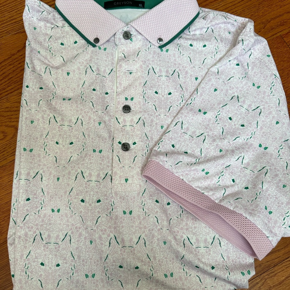 Greyson Men's Polo with Green and Purple Accents